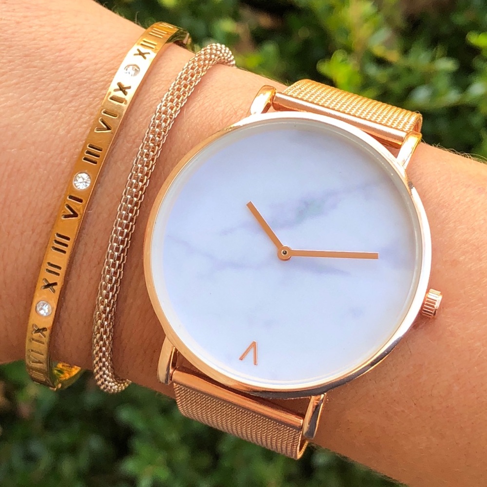Minimalist Marble Rose Gold Luxury Watch - Picture 2 of 6